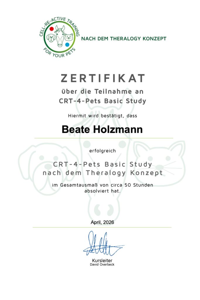 Zertifizierte energetische Begleitung für Hunde und Pferde bei Bea Holzmann in Tirol: Tierenergetik Tirol mit CRT-4-Pets, Aromatherapie sowie sanfte Unterstützung für Hunde und Pferde bei Stress oder Angst